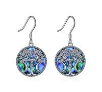 Triple Moon Goddess Drop Earrings Sterling Silver Pentagram Pentacle Earrings Gift Pagan Wiccan Magic Amulet Tree of Life Jewellery for Women