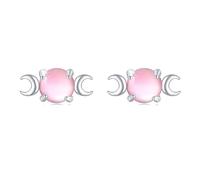 Triple Moon Goddess Earrings 925 Sterling Silver Cat Eye Moonstone Earrings Moon Stud Pagan Wiccan Magic Amulet Wiccan Pagan Jewellery Gift for Women Girl Teens Birthday Christmas