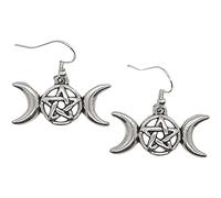 Triple Moon Goddess Earrings Gift Sterling Silver 925 Hooks for Girls, Women, Pagans & White Witches