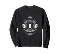 Triple Moon Goddess Geometric Diamond Hexagon Phases Art Sweatshirt