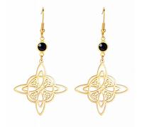 Triple Moon Goddess Pentagram Crescent Moon Pendant Earrings Amulet Wiccan Jewelry Stainless Steel Jewelry Gift Girl Women (Witch's Knot gold01)