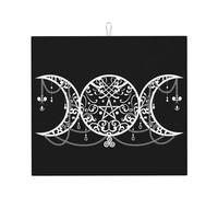 Triple Moon Goddess Pentagram Ornament Wiccan Dish Dry Mat Absorbent Sink Mats Multifunction 41X46Cm Countertops Protector Pad for Mug Glass