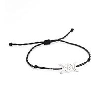 Triple Moon Goddess Pentagram Star Wax thread Bracelet Amulet Pentagram Religion Bangle Stainless Steel Jewelry Symbol Witchcraft Gifts For Women Girls