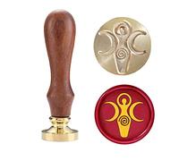 Triple Moon Goddess Wax Seal Stamp, Vintage Sealing Wax Stamp with Wooden Handle, Moon Phases Wiccan Pagan Symbol for Witchcraft, Rituals, Invitations, Scrapbooking