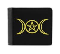Triple Moon Pentacle Slim Bifold Wallet Minimalist Wallets Pouch with Card Slots for Men Women