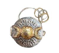 Triple Moon Silver Locket With Tree Life, Creative Handmade Spell Locket With A Crystal Energy Amulet, Decorative Mantra Box Crystal Symbol Jewelry for Intentions and Meditation