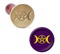 Triple Moon Wax Seal Stamp - Wiccan Pagan Witch Symbol, 25mm Brass Head with Wooden Handle for Spell, Journals, Gifts (Witch’s Moon Mark)