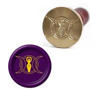 Triple Moon Wax Seal Stamp - Wiccan Pagan Witch Symbol, 25mm Brass Head with Wooden Handle for Spell, Journals, Gifts (Goddess Moon)