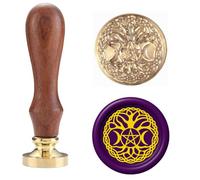 Triple Moon Wax Seal Stamp - Wiccan Pagan Witch Symbol, 25mm Brass Head with Wooden Handle for Spell, Journals, Gifts (Tree of Moon)
