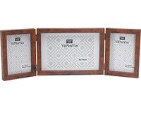 Triple Multi Photo Frame 2-6x4 and 7x5'' Rustic Wood Effect, Hinged Foldable Picture Frames for Multiple Pictures 2-4x6'' and 5x7'', Wood effect College Picture Frames for Desktop Family Photo Frame.