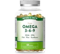 Triple Omega 3 6 9 Capsules 2000mg | High Strength DHA & EPA | Fish, Flax and Sunflower Oil | Fatty Acid Supplement | 60 Softgels | Nature's Truth
