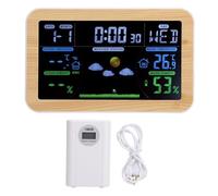 Triple Outdoor Monitoring Weather Clock, Eight Languages Week Display with Indoor Outdoor Temperature Humidity Monitor, 24 Hour Weather Forecast for Garage Storage Room