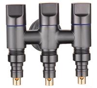 Triple Outlet 3 Way Stainless Steel Water Diverter Valve With Brass Valve Core And Independent Handles For Faucet And Washing Machine Connections(D)