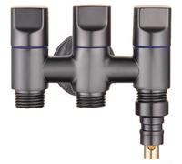 Triple Outlet Stainless Steel Water Diverter Valve with Independent Handles and Brass Valve Core for Reliable Water Control (B)