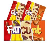 Triple Pack - 3x Fat C#nt Novelty Chocolate Bar Wrappers Funny Rude Joke Fathers Mothers Day Husband Wife Birthday Work Secret Santa Gift Prank Fun Friend Present. Pack of 3. (Chocolate Not Included)