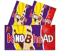 Triple Pack - 3x Knobhead Novelty Chocolate Bar Wrappers Funny Rude Joke Fathers Mothers Day Husband Wife Birthday Work Secret Santa Gift Prank Fun Friend Present. Pack of 3. (Chocolate Not Included)