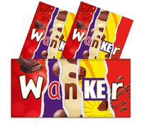 Triple Pack - 3x Wanker Funny Chocolate Bar Wrappers. Rude Joke Fathers Mothers Day Husband Wife Birthday Work Secret Santa Gift Novelty Prank Fun Friend Present. Pack of 3. (Chocolate Not Included).