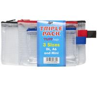 Triple Pack (DL A6 & Mini) Tuff Bags Clear Reinforced Storage Folder Zippa Zip Wallets Case Water Resistant (Pack Of 3)