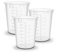 Triple Pack, RE-GEN 400ml Plastic Multi-Purpose Graduated Liquid Mixing Measuring Cups Pots - Ideal for Kitchen, Cooking, DIY, Laboratory, Arts & Crafts