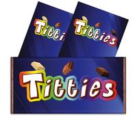 Triple Pack Rude Chocolate Bar Wrappers - 3x Titties Funny Choc Bar Covers Secret Santa Gift Xmas Christmas Wife Husband Fun Friend Present Get Well Soon Prank Insult. Chocolate Not Included.