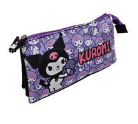Triple pencil case for children Manenti Hello Kitty Kuromi Violet 22x14x3,5 cm