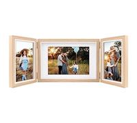 Triple Photo Frame Multiple Photos 3 Picture Frames 4x6 and 5x7 Photos Wood Grain