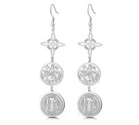 Triple Protection Amulet Drop Earrings Saint Benedict Medal Witch Knot Pentagram Pendant Stainless Steel Jewelry