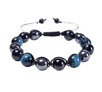 Triple Protection Bracelet 8mm Crystal Bead Bracelet Blue Red Tiger Eye Bracelet Ladies Mens Womens Leather Earrings (Camouflage, One Size)