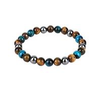 Triple Protection Bracelet for Men, Black Obsidian & Hematite & Tiger Eye Beaded Natural Crystal Adjustable Healing Crystals Anxiety Bracelets, Spiritual Jewelry Gifts Birthday Christmas Anniversary