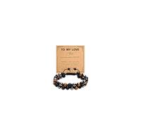 Triple Protection Bracelet for Men-Genuine Tigers Eye Black Obsidian Hematite 8mm Natural Stone Beads Stretchy Healing Crystal Jewelry, Ideal for Dad Husband Christmas Birthda (To My Love)