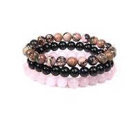 Triple Protection Bracelet Set, 8mm Triple Protection Bracelets, Handmade Natural Crystal Stones Bracelet for Men Women (Set N)