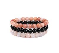Triple Protection Bracelet Set, 8mm Triple Protection Bracelets, Handmade Natural Crystal Stones Bracelet for Men Women (Set J)