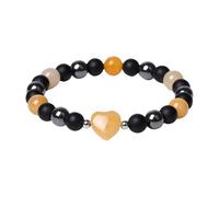 Triple Protection Bracelet, Tiger Eye, Hematite & Black Obsidian Crystal Balance Bracelets, Handmade Unisex Healing Jewelry for Energy Shield, Confidence, Bring Luck and Prosperity (Yellow, One Size)