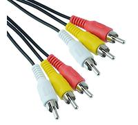 Triple RCA Male Phono Plug to Male Phono Plugs - AV Audio Visual Video Cable Lead with Yellow White & Red Plugs (LENGTH 0.25M)