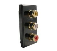 Triple RCA Phono - Grid Outlet Module - Black