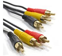 TRIPLE RCA Phono Plugs to Plugs COMPOSITE & Audio Cable Lead 10m GOLD