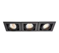 Triple Recessed Boxed Downlight - 3 x 50W GU10 Reflector - Matt Black