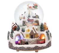 Triple Revolving Illuminated Train Musical Village Winter Scene Flying Santa Snow Globe