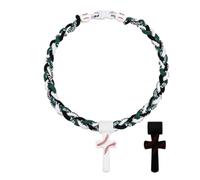 Triple-Rope Tornado Baseball Necklace - Cross Charm Pendant with I CAN DO ALL THINGS PHL4:13",Triple-Rope Baseball Necklace with 2 Pendant,Baseball Cross Necklace,Braided ope Necklace (E)