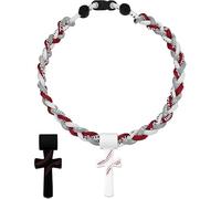 Triple-Rope Tornado Baseball Necklace with 2 Pendant, Baseball Cross Necklace for boys, Braided Rope Necklace for Sports Fan Baseballs Theme Party Gift Idea (A)
