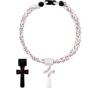 Triple-Rope Tornado Baseball Necklace with 2 Pendant, Baseball Cross Necklace for boys, Braided Rope Necklace for Sports Fan Baseballs Theme Party Gift Idea (B)