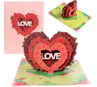 Triple Rose Heart "love" 3D Pop-Up Greeting Card