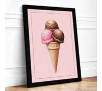 Triple Scoop Delight Minimalist Framed Wall Art Print A2 (59.4×42cm) Black, Wall Decor for Living Room, Bedroom, Office & Home, Ready to Hang, Art Gift