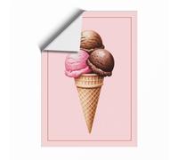 Triple Scoop Delight Minimalist Unframed Wall Art Print A3 (42×29.7cm), Wall Decor for Living Room, Bedroom, Office & Home, Art Gift