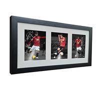 Triple Signed Marcus Rashford Edinson Cavani Bruno Fernandes Manchester United Autographed Photo Photograph Picture Frame Football Soccer Poster Gift
