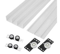 Triple Sliding Door Hardware Kit for Wardrobe/Glass Doors Silent Pulley Replacement for Top & Bottom Rails 270cm Silver Sliding System