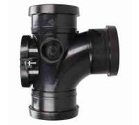 Triple Socket Pushfit Soil Pipe 92.5 Degree Access Tee - 110mm Triple Socket Branch Black Soil Pipe Fittings