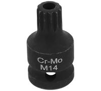 Triple Spline Bit Socket Remover 14mm, 1/2-inch Drive Steel | Brake Caliper Screws, Compact Black Tool for Garage and Toolbox Use, Easy Handling
