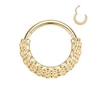 Triple Stacked Septum Ring Septum Jewellery Daith Earrings Surgical Steel Gold Snake Septum Nose Ring Rook Conch Piercing Jewellery Seamless Septum Clicker Ring Cartilage Helix Hoop Earrings 10mm