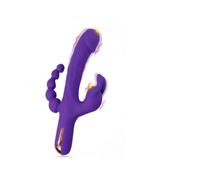 Triple Stimulation Rabbit Vibrator, Purple, 10 Vibration Modes | Anal Beads Attachment, Clitoral Stimulator, Silicone Body, USB Rechargeable, Multi-Motor Design